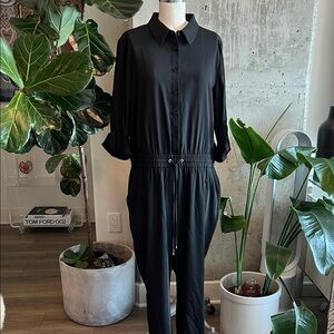 Alex Marie Black Button-Up Jumpsuit